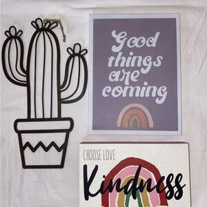 Charming Cactus and Inspirational Wall Art Set